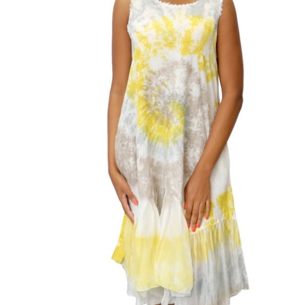 Shyloh Tie-Dye Linen Dress w/ Silk Hem One Size NWT